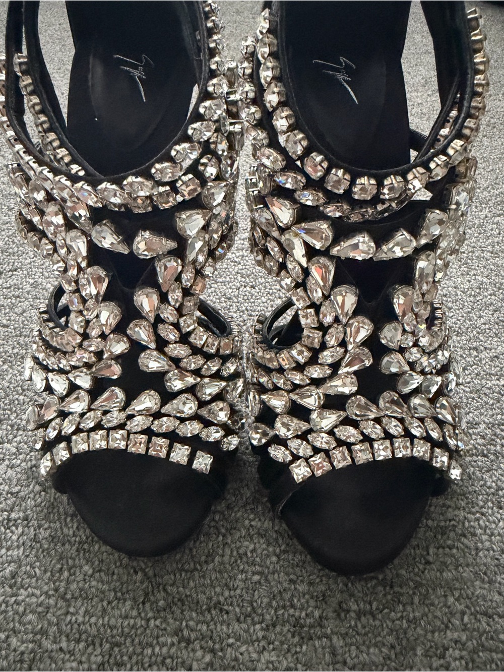 Giuseppe Zanotti Black Crystal Embellished Strappy Sandals - Picture 8 of 8